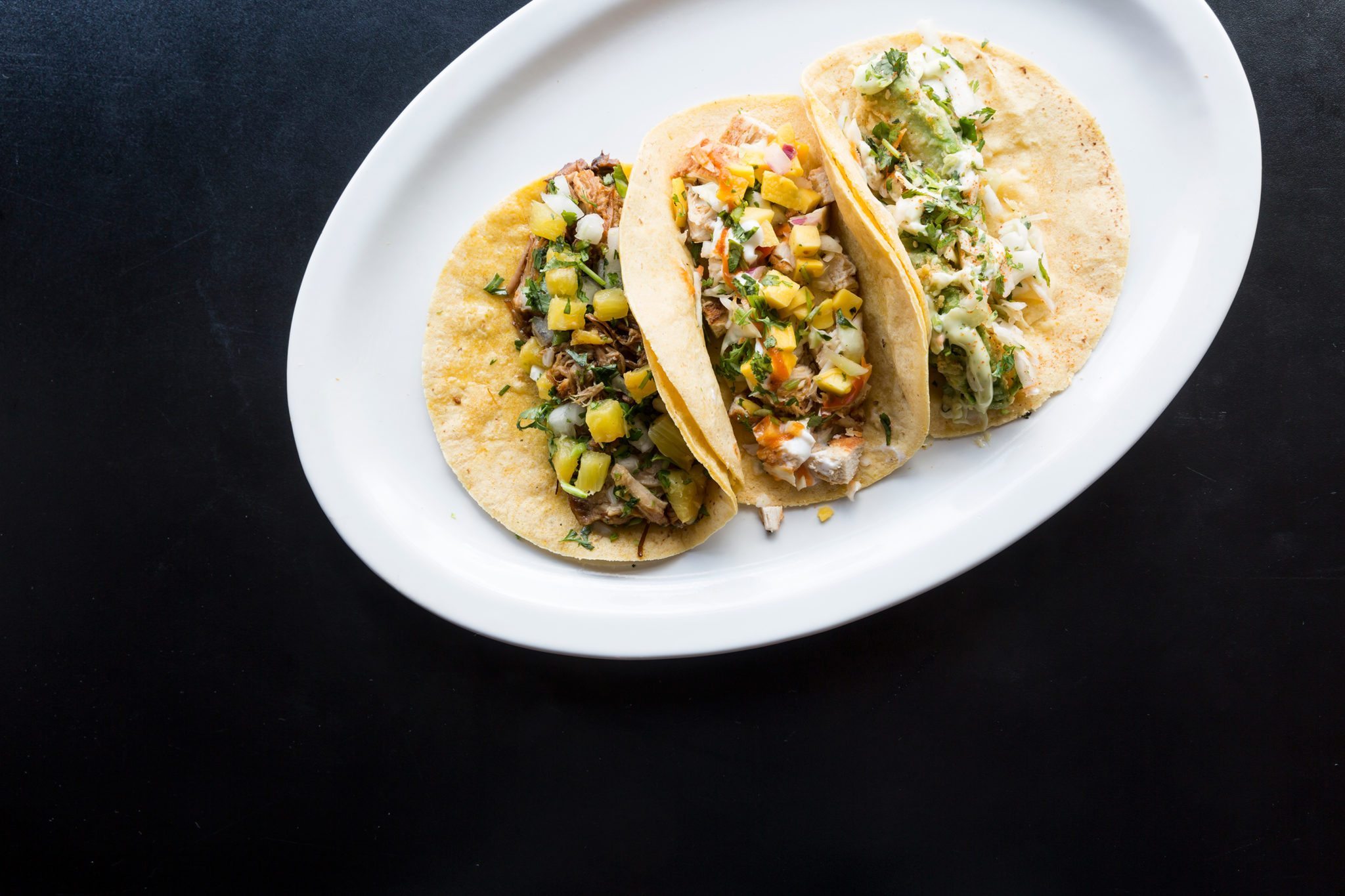 Tacos on a platter.